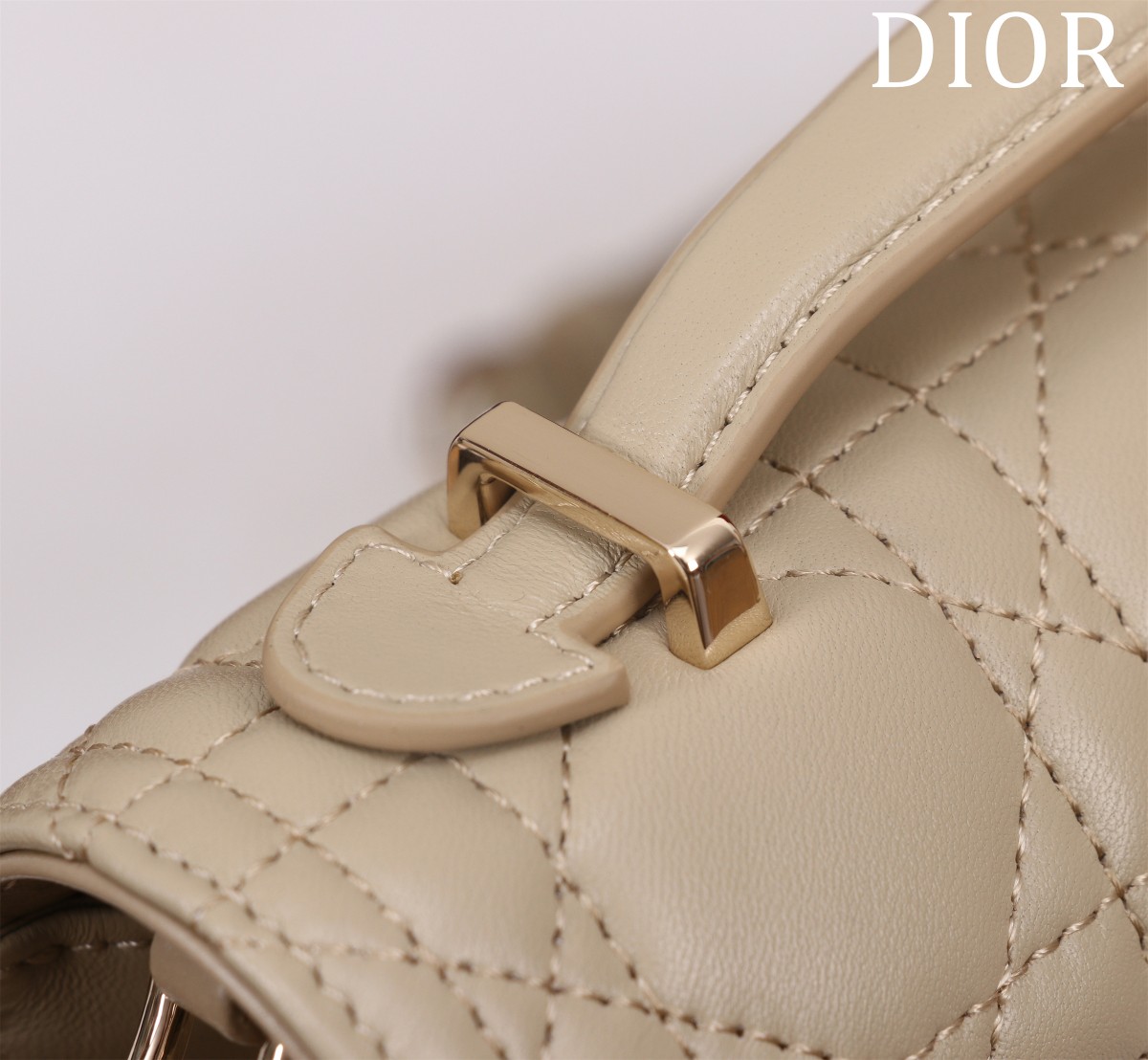 My Dior Top Handle Bag Powder Beige Cannage Lambskin